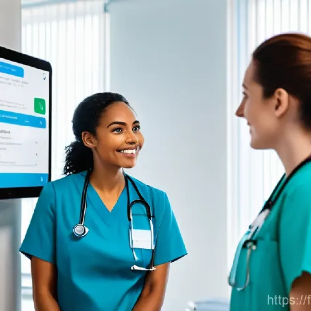 간호 학술지 및 최신 연구 동향 - **Prompt: The Digital Nurse in a Modern French Hospital**
    "A vibrant, eye-level shot inside a mo...