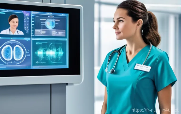 전자 의무 기록 EMR 과 간호 - **Empathetic Care with Digital Assistance:** A compassionate male nurse, in his 40s, wearing a neatl... 전자 의무 기록 EMR 과 간호 - **Empathetic Care with Digital Assistance:** A compassionate male nurse, in his 40s, wearing a neatl...