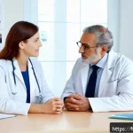 Home 18 환자 권리와 의료 윤리 - A warm and professional medical consultation scene in a modern French clinic, featuring a compassion...