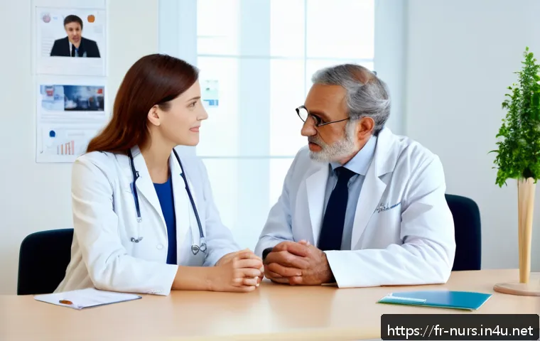 환자 권리와 의료 윤리 - A warm and professional medical consultation scene in a modern French clinic, featuring a compassion...